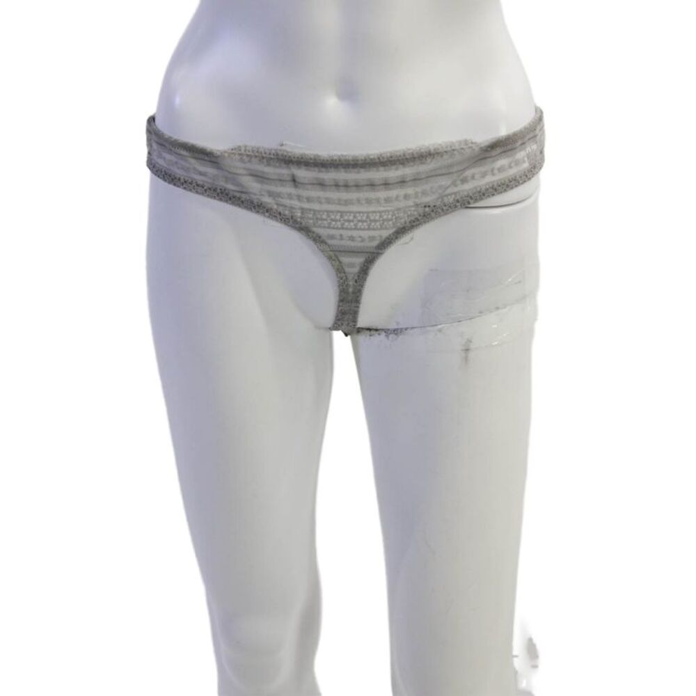 Princesse Tam Tam Womens Lace Trim Bow Detail Thong Underwear Gray Size T3
